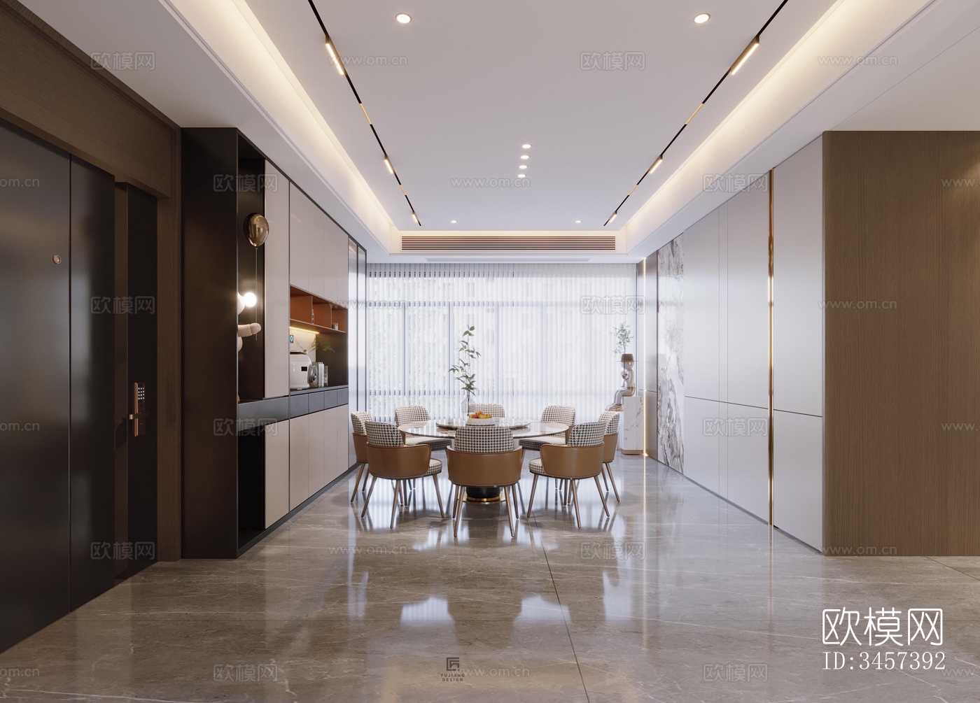 现代大平层效果图下载（渲染图1）