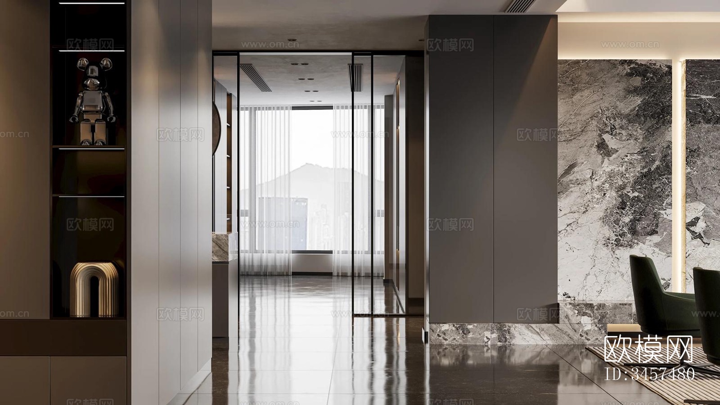 现代大平层效果图下载（渲染图17）