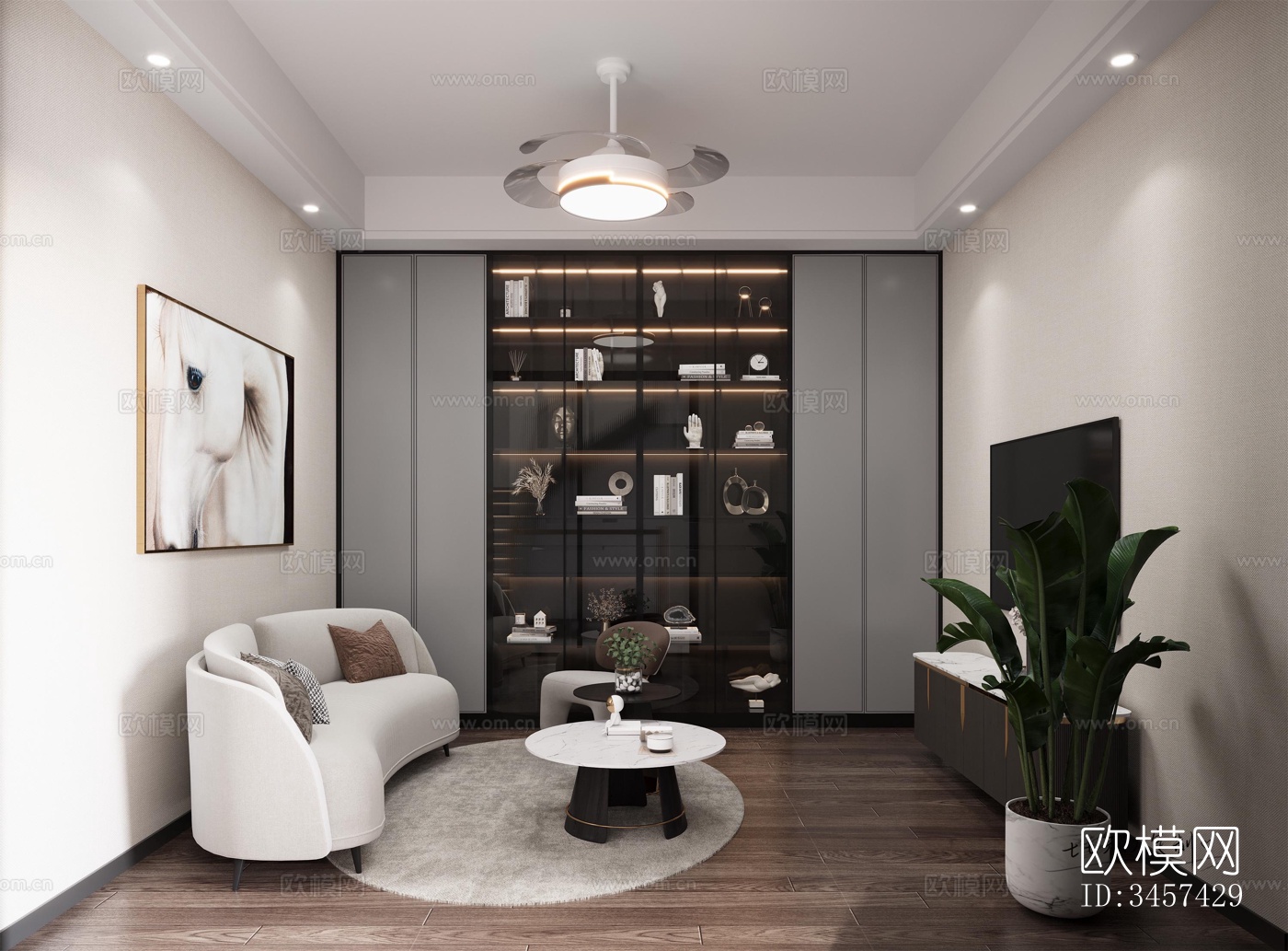 现代大平层效果图下载（渲染图8）