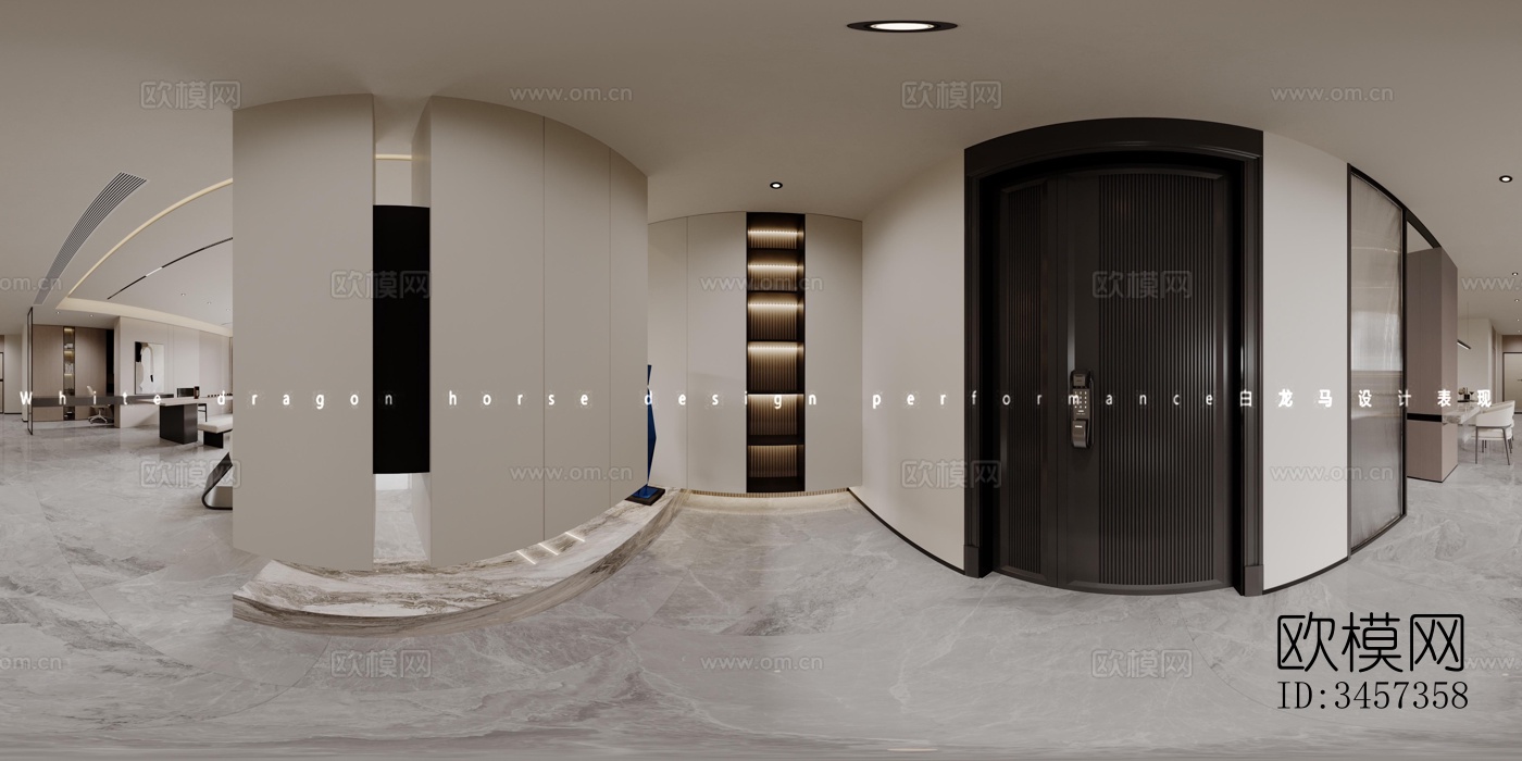 现代大平层效果图下载（渲染图3）