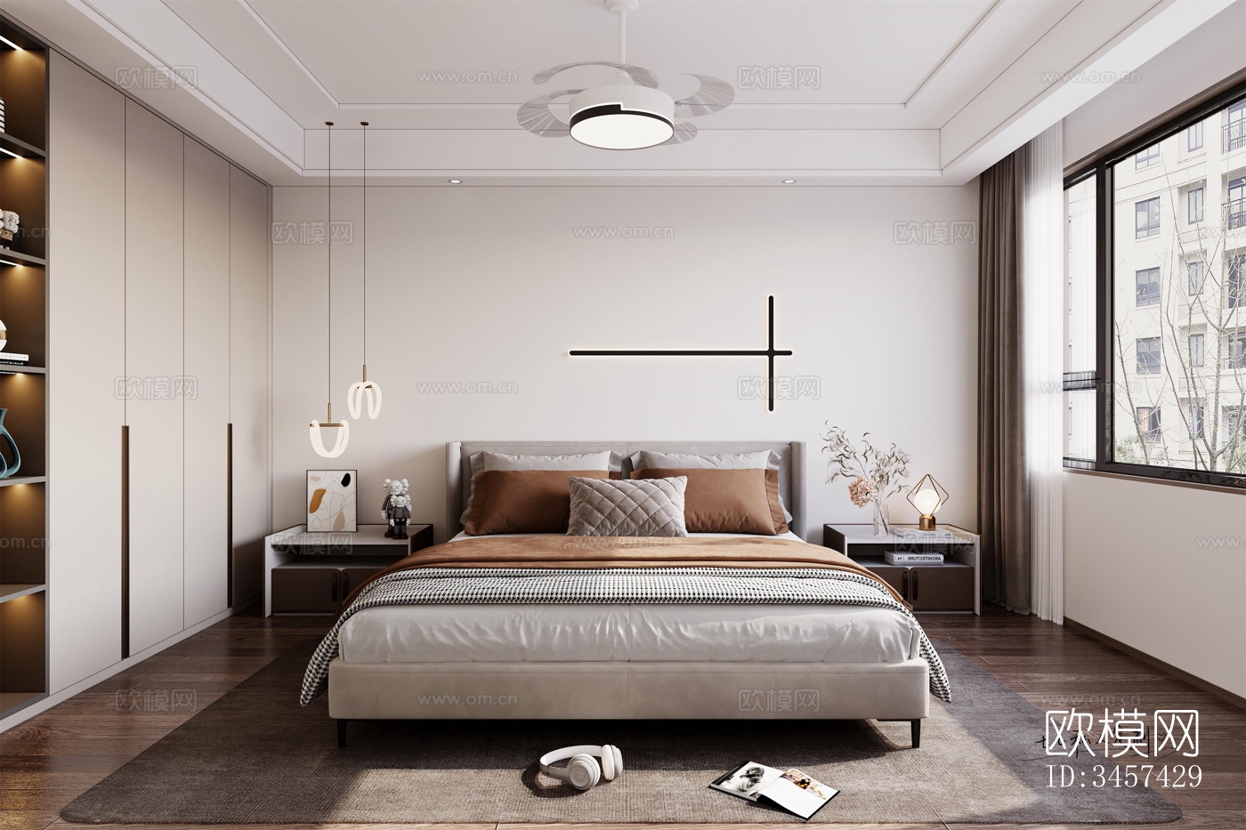 现代大平层效果图下载（渲染图9）