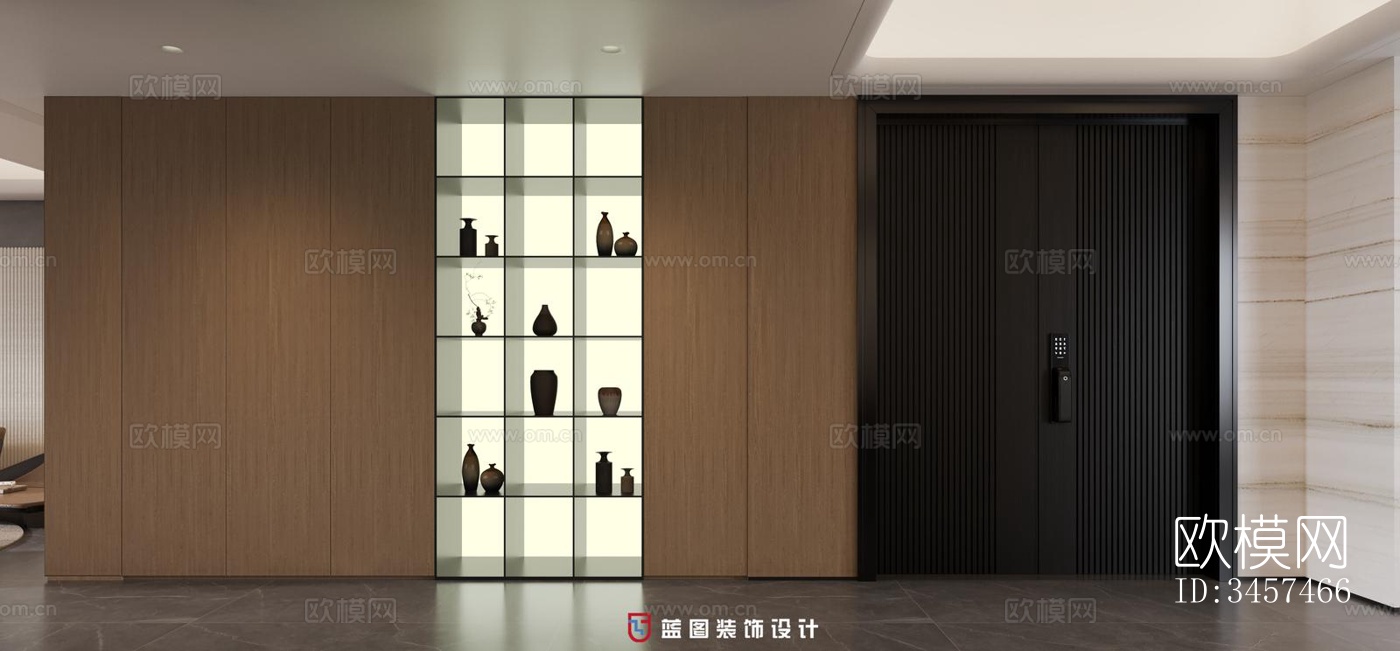 现代大平层效果图下载（渲染图1）