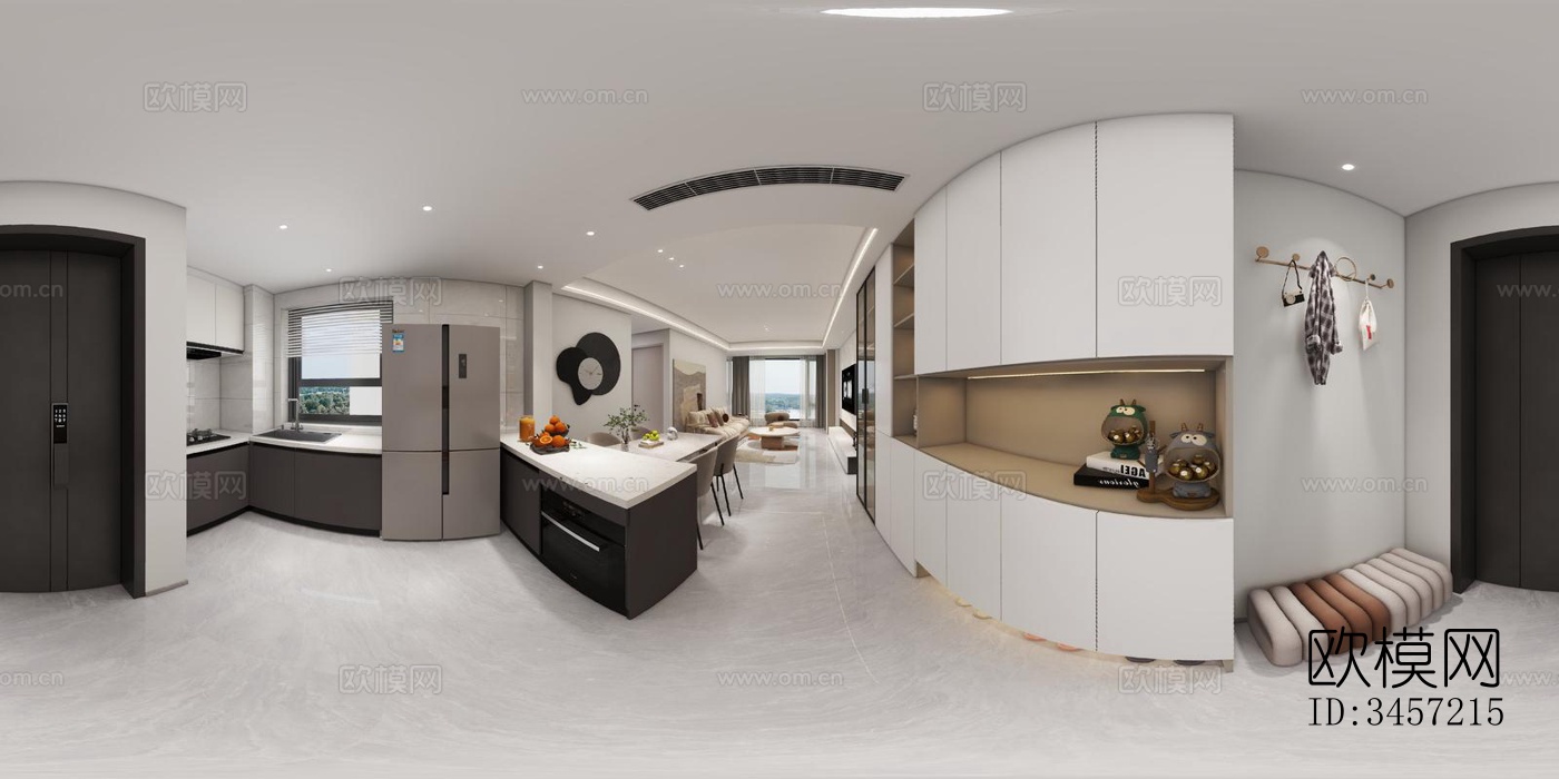 现代大平层效果图下载（渲染图4）