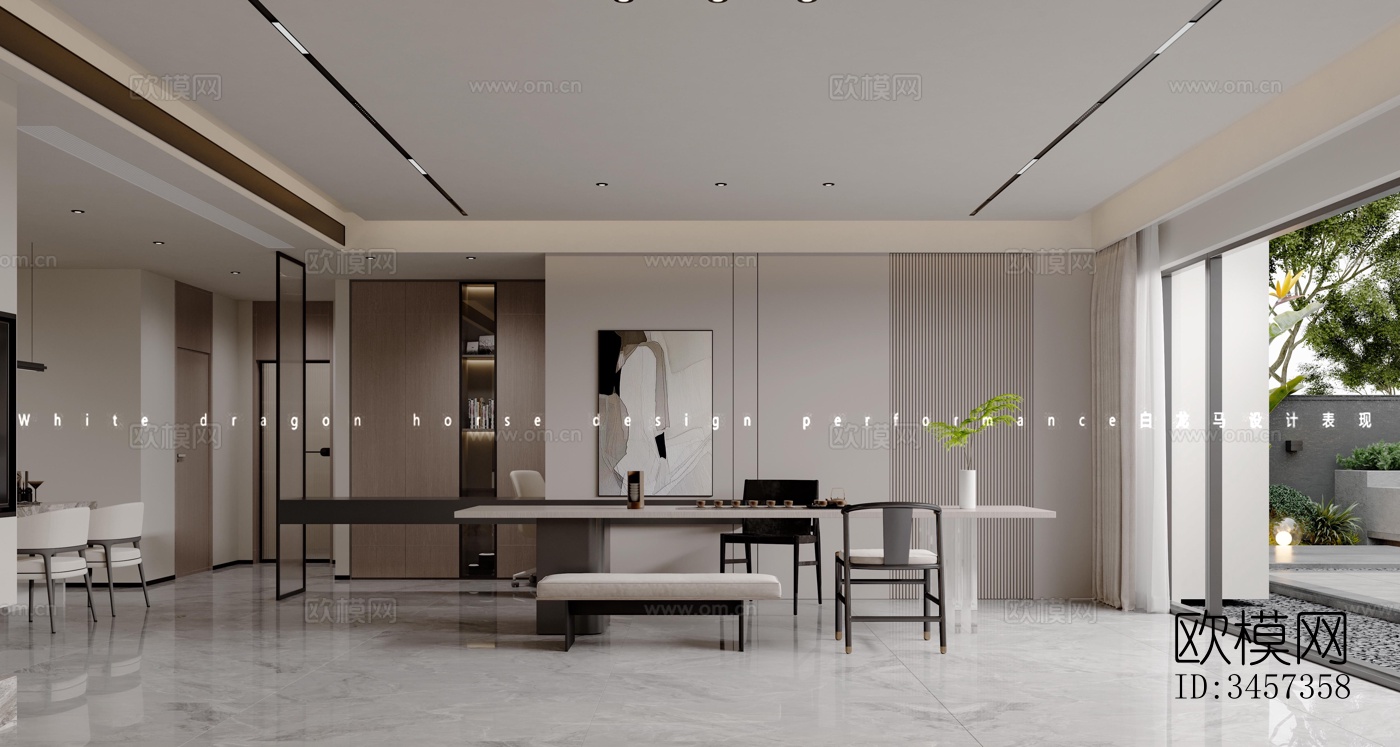 现代大平层效果图下载（渲染图2）