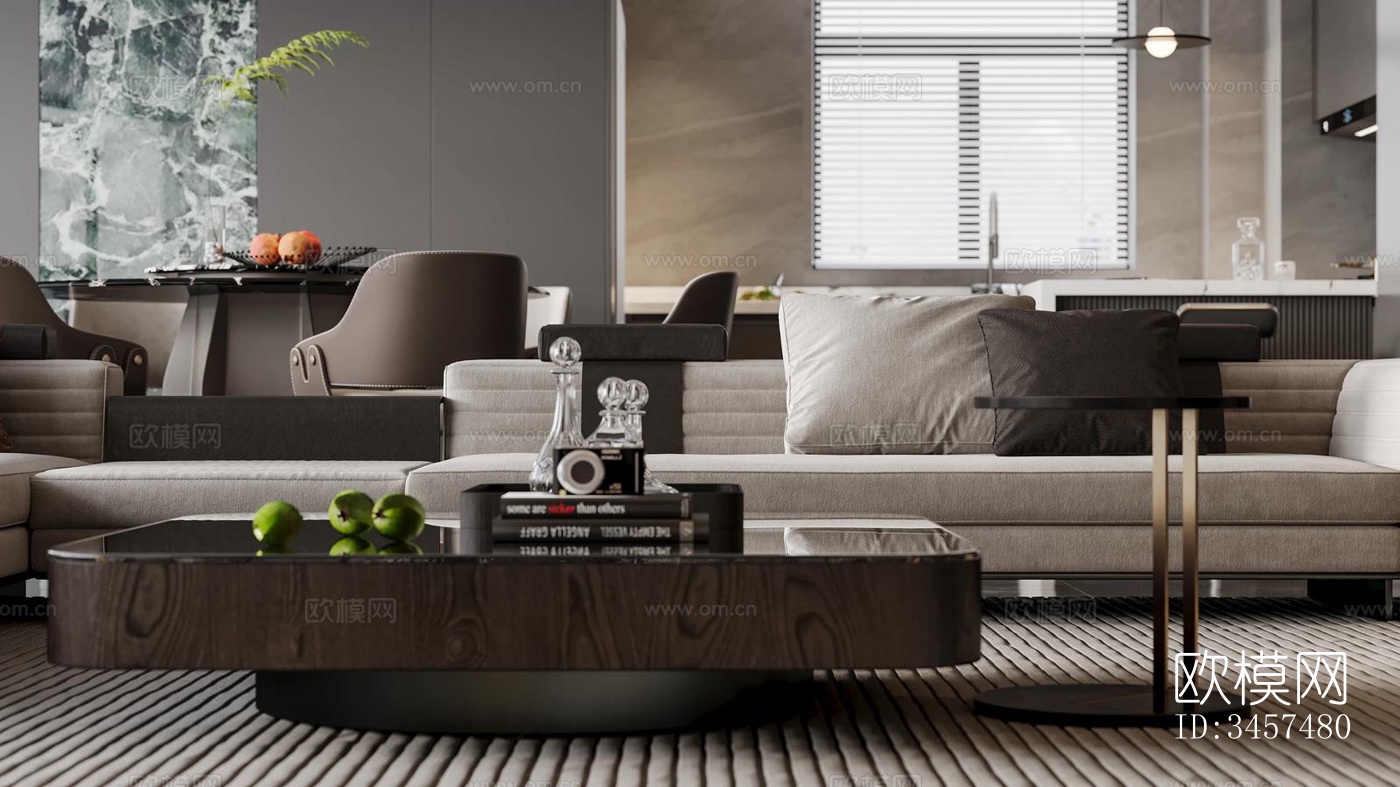 现代大平层效果图下载（渲染图19）