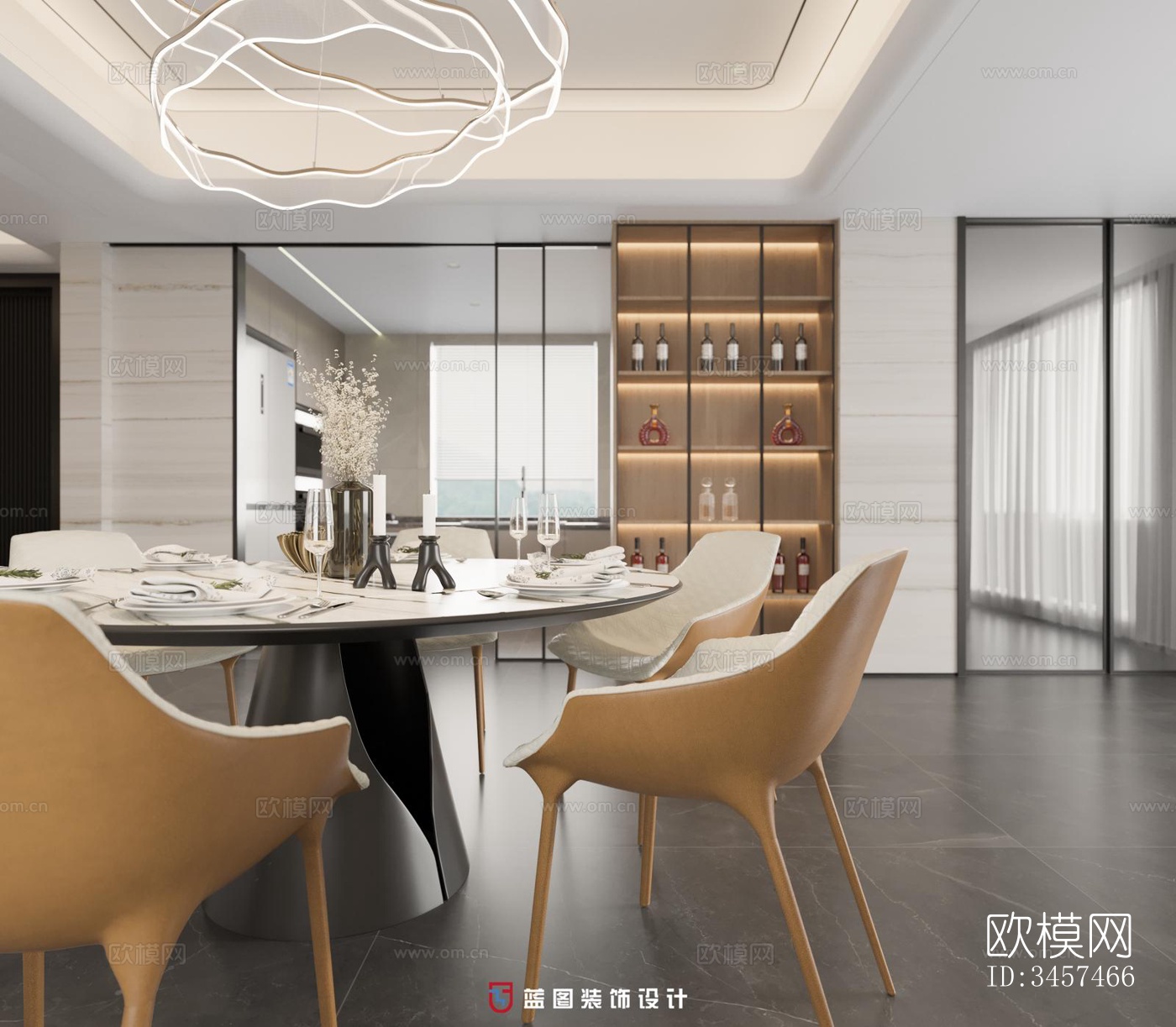 现代大平层效果图下载（渲染图9）