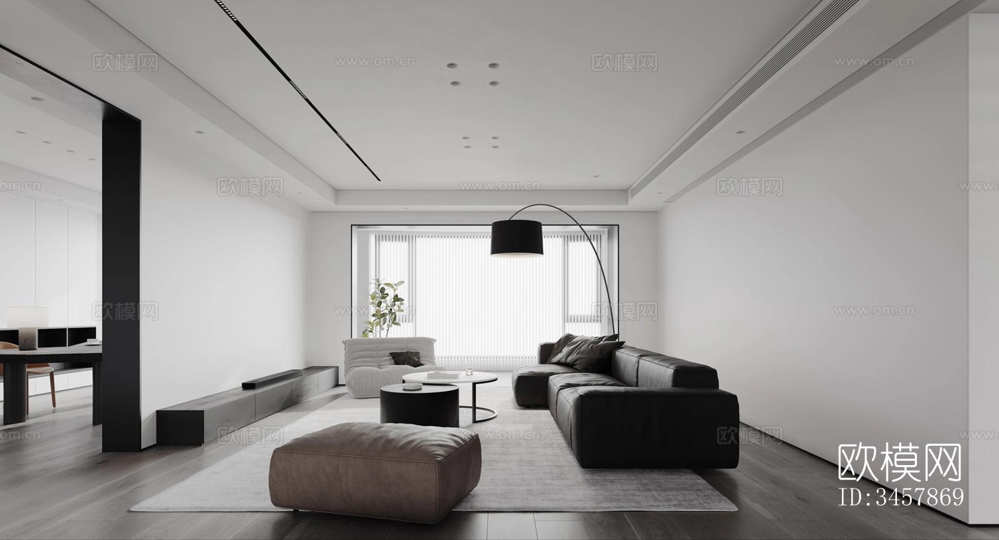 现代大平层效果图下载（渲染图11）