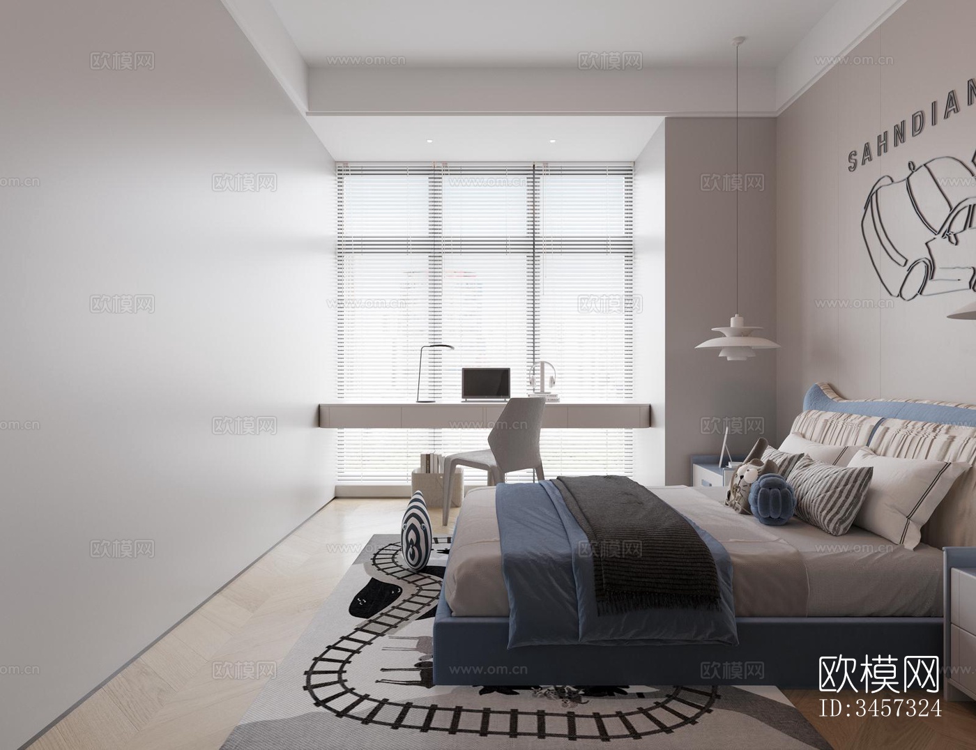 现代大平层效果图下载（渲染图9）