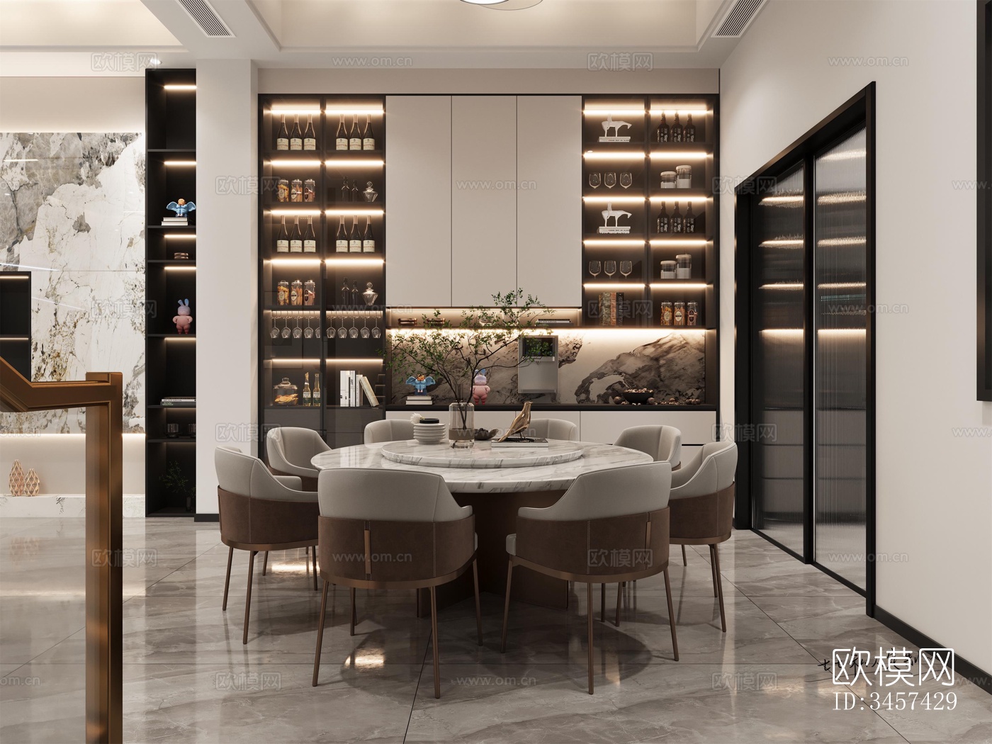 现代大平层效果图下载（渲染图5）