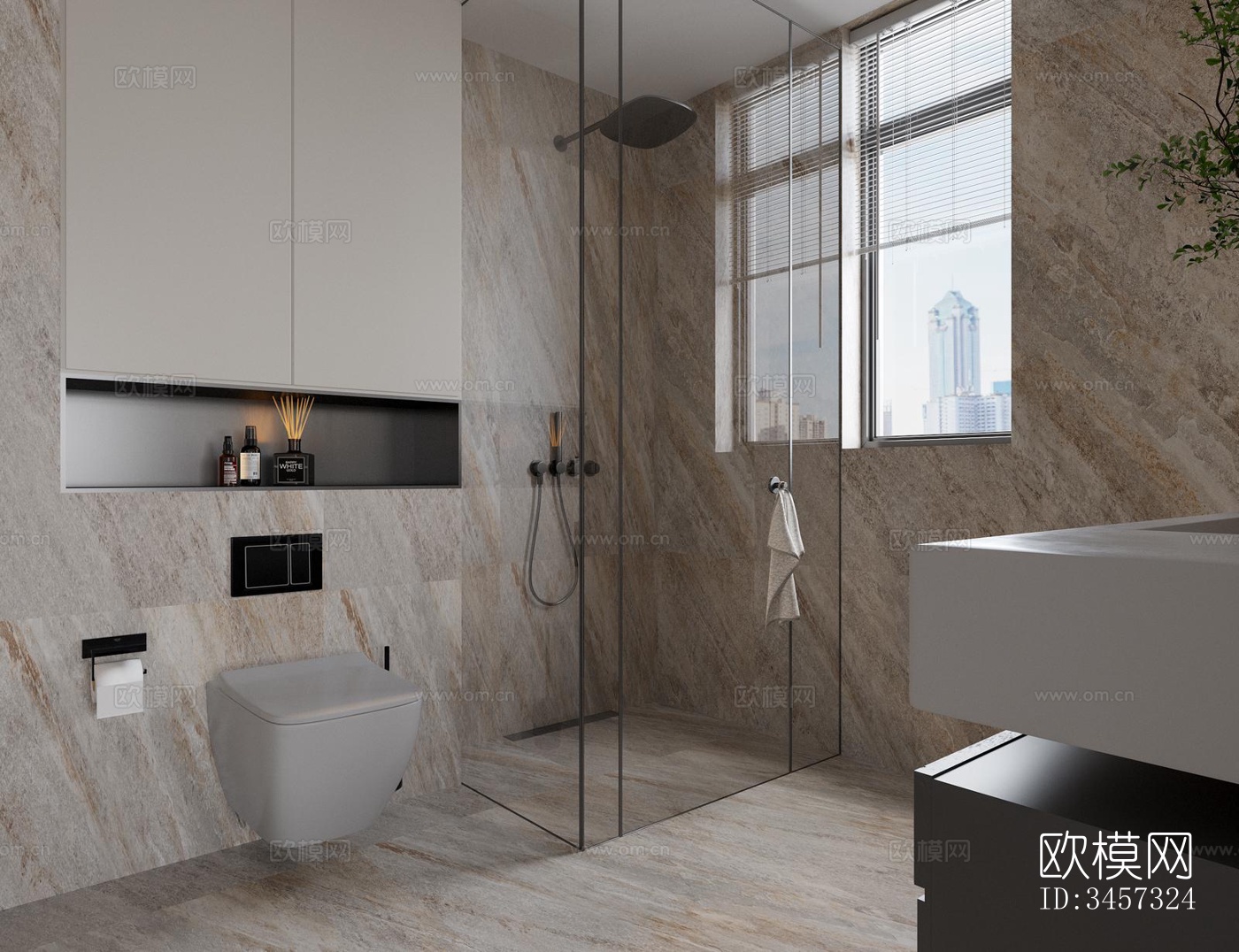 现代大平层效果图下载（渲染图6）