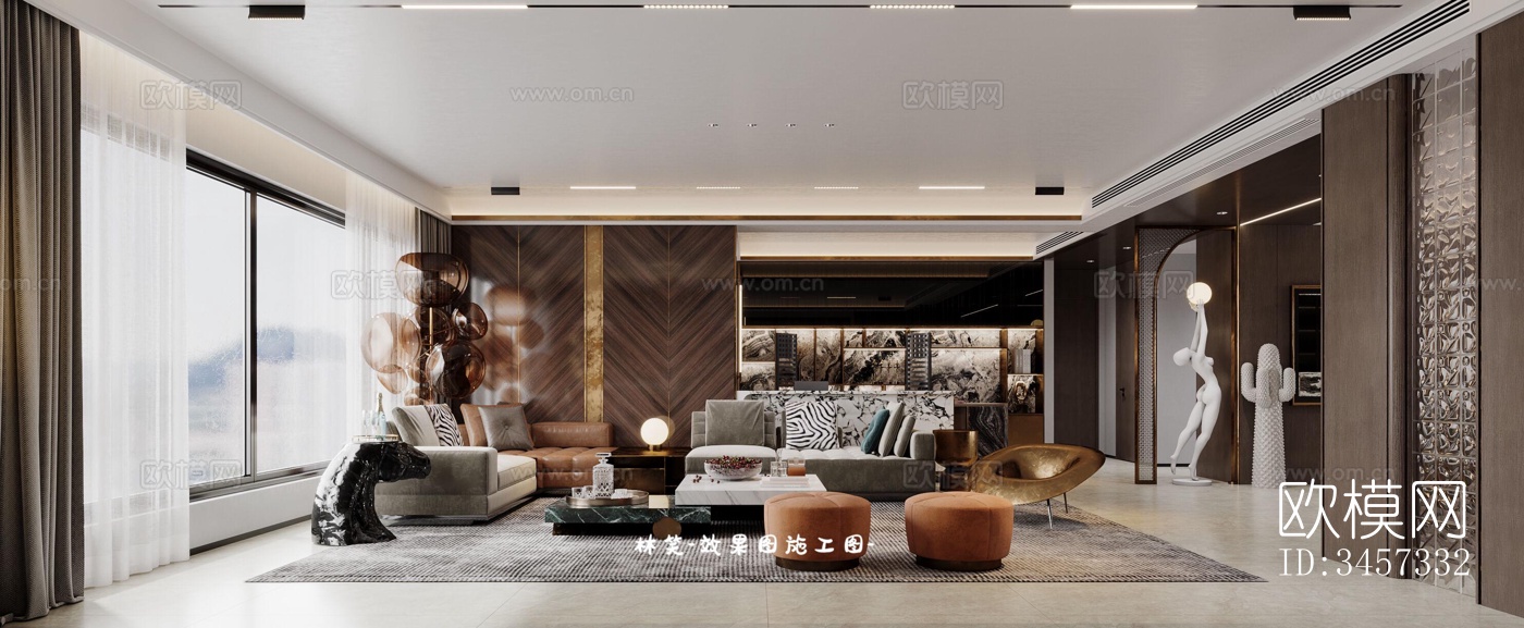 现代大平层效果图下载（渲染图9）