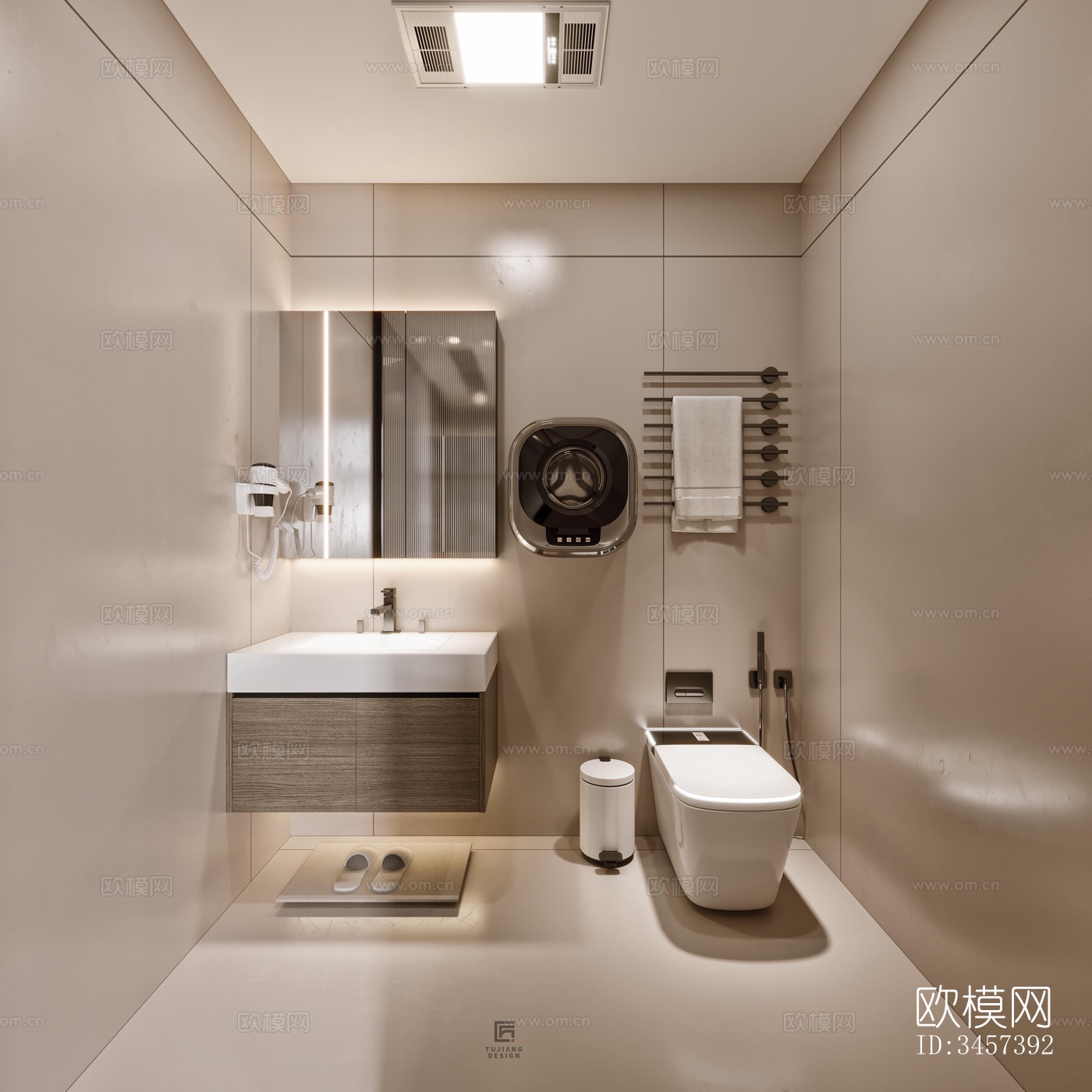 现代大平层效果图下载（渲染图8）