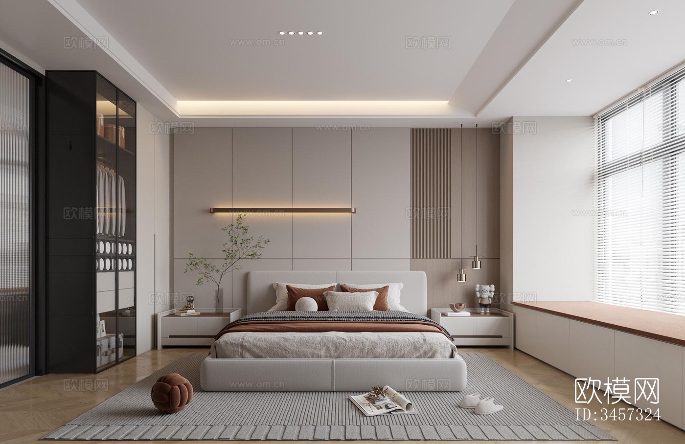 现代大平层效果图下载（渲染图4）