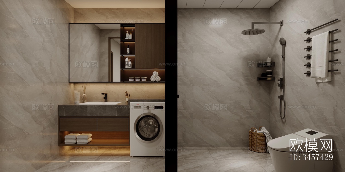 现代大平层效果图下载（渲染图4）