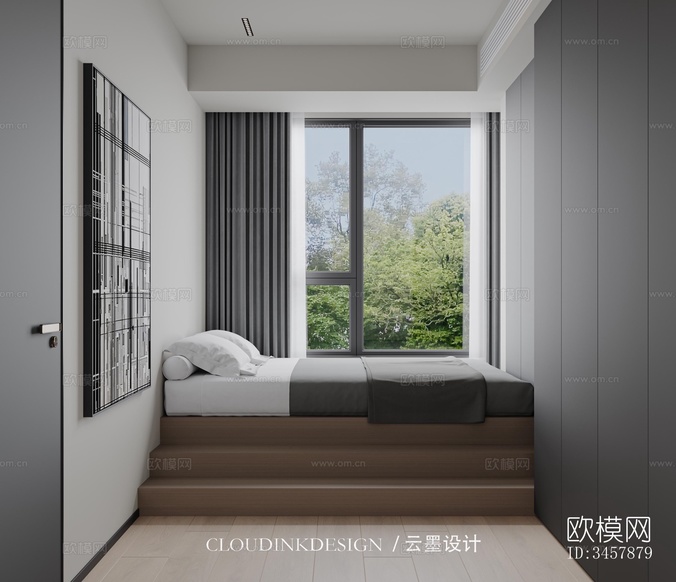 现代大平层效果图下载(渲染图7)