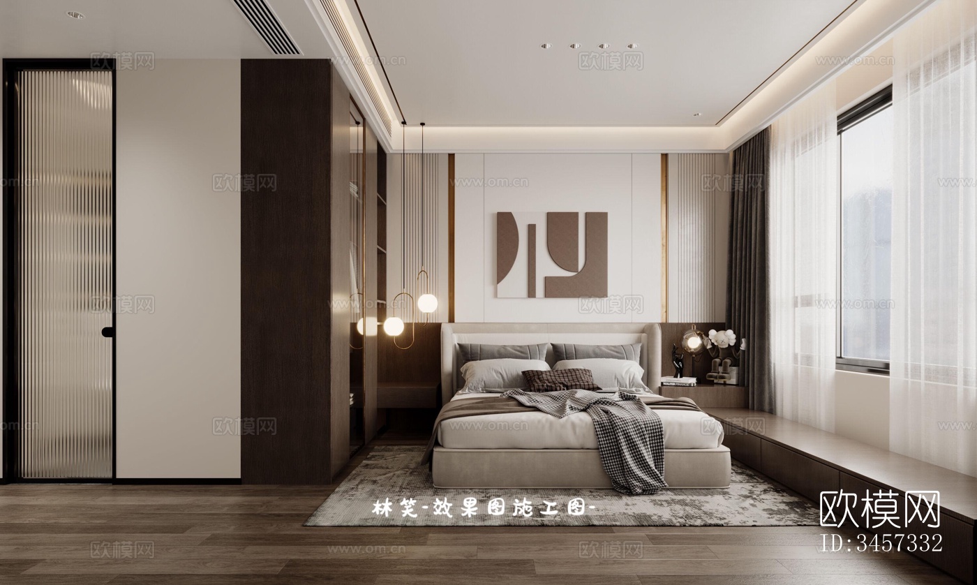 现代大平层效果图下载（渲染图10）