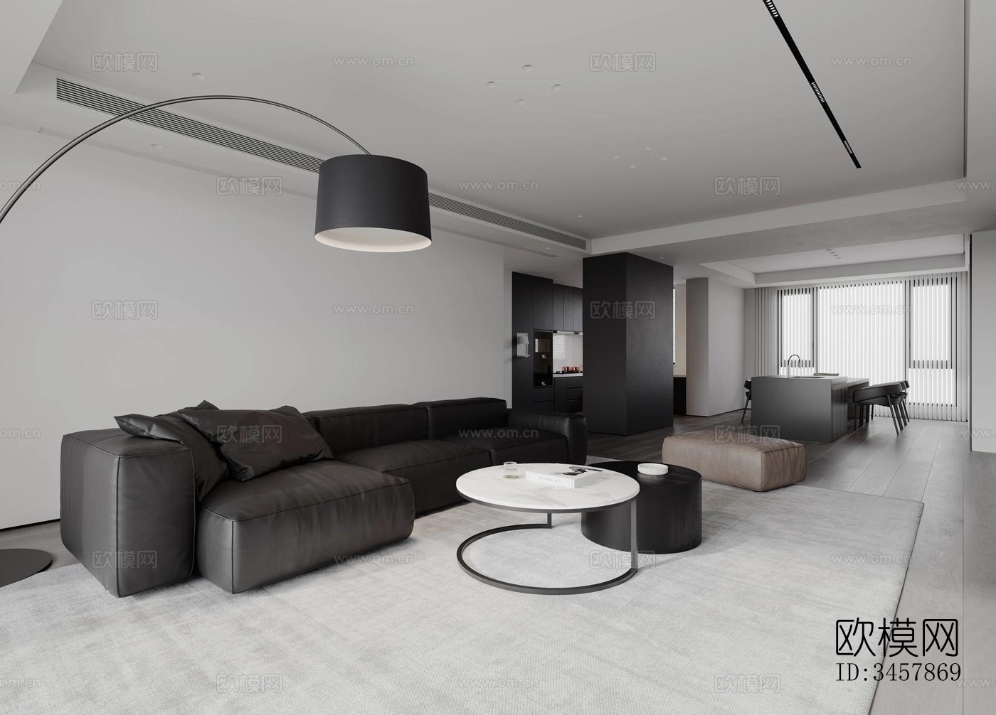 现代大平层效果图下载（渲染图12）