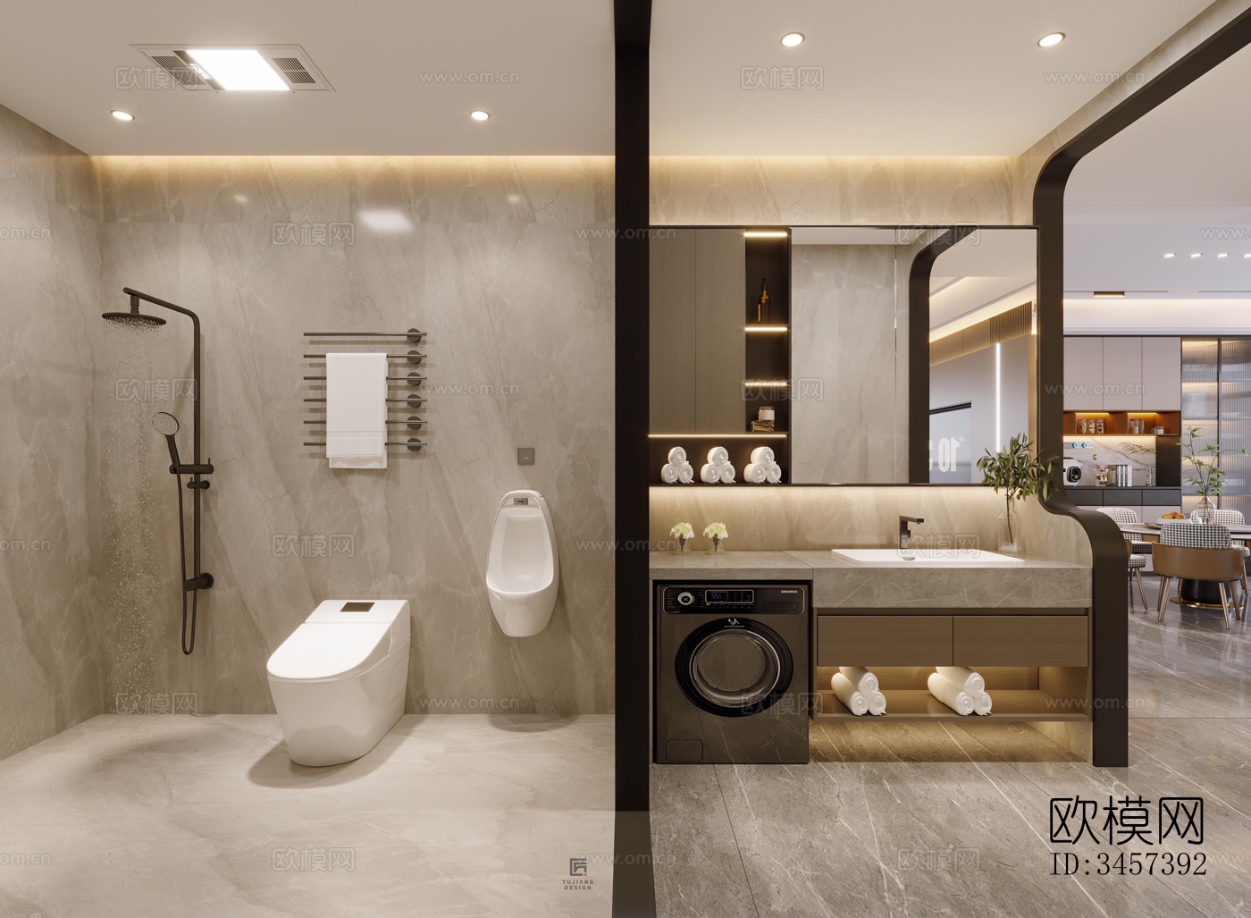 现代大平层效果图下载（渲染图13）