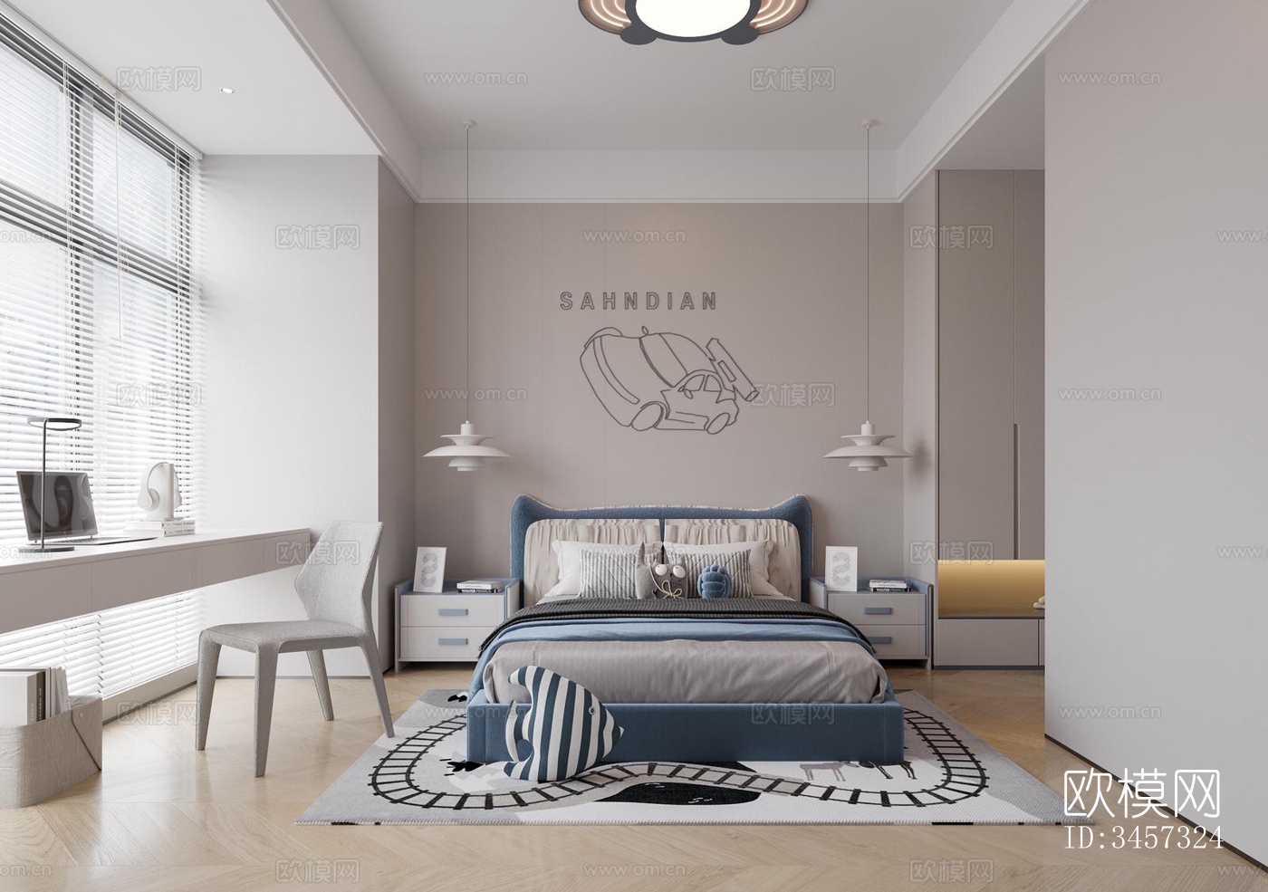 现代大平层效果图下载（渲染图8）