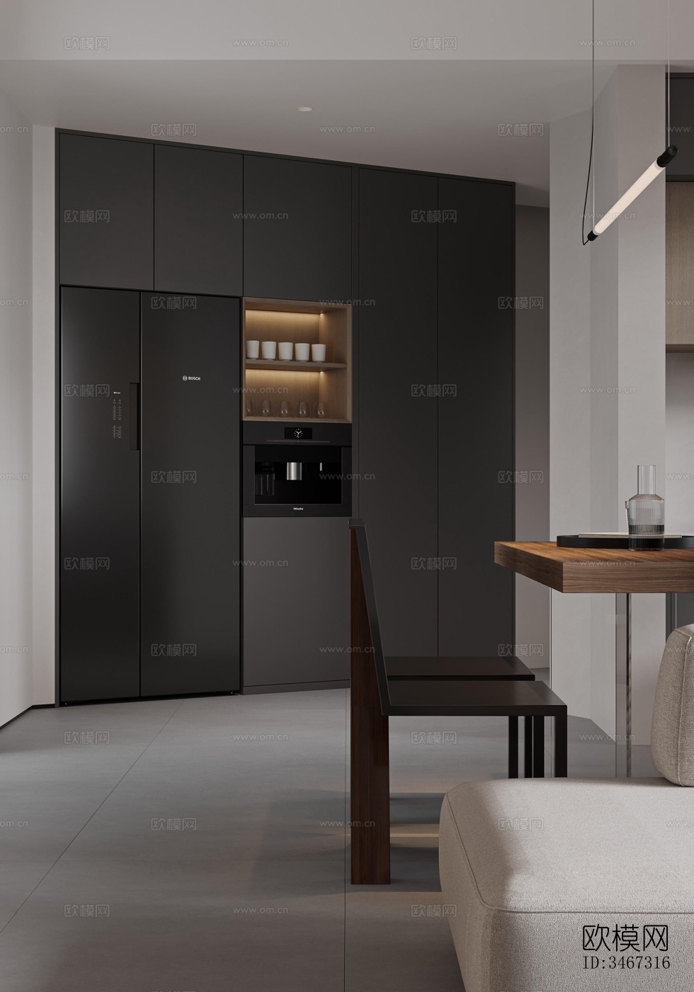 现代大平层效果图下载（渲染图5）