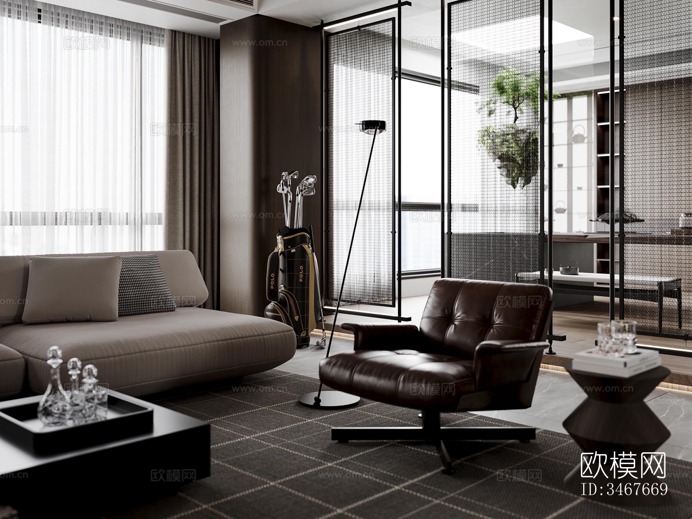 现代大平层效果图下载（渲染图11）