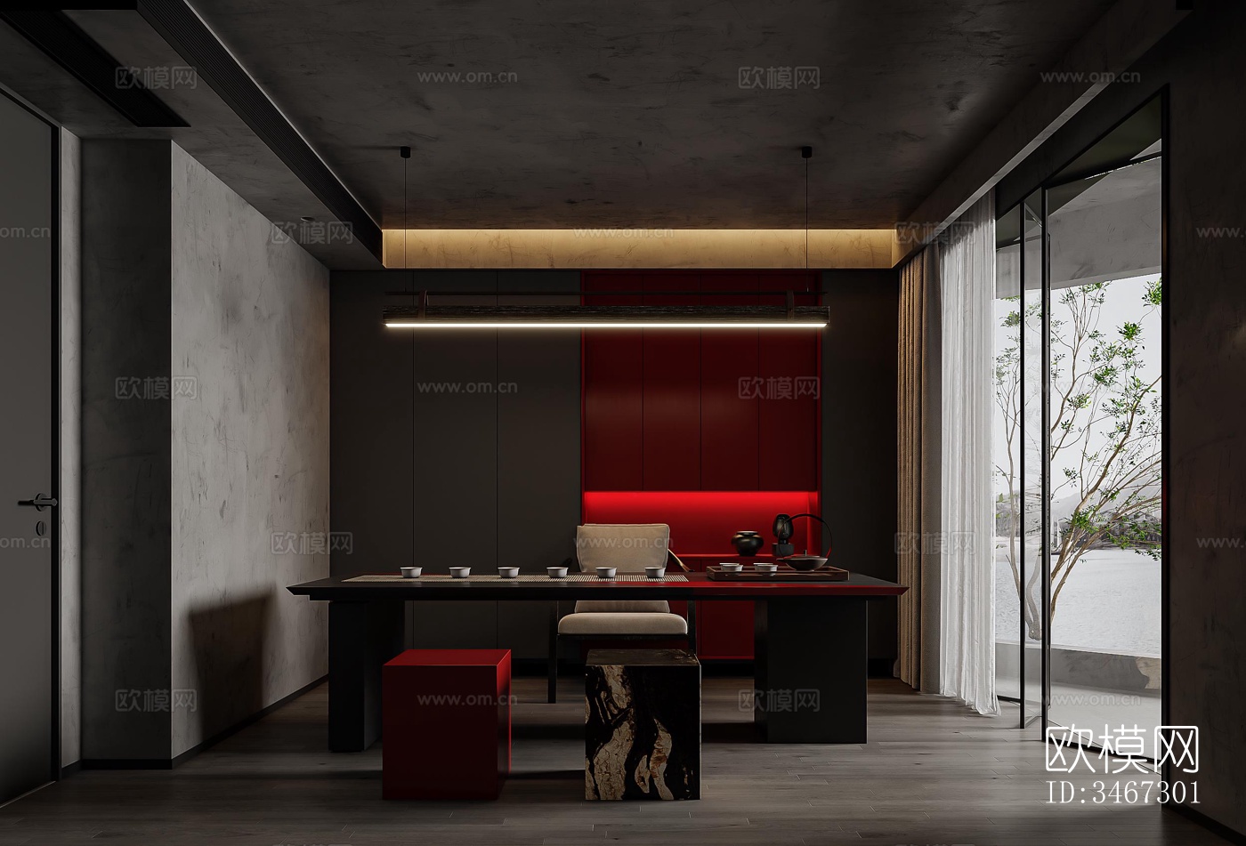 现代大平层效果图下载（渲染图9）