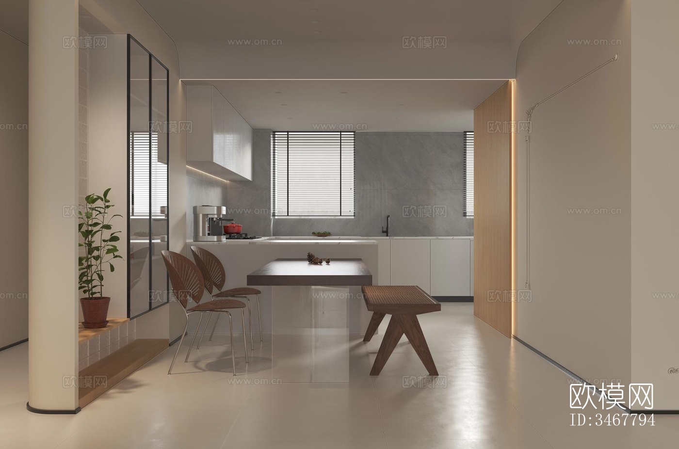 现代大平层效果图下载（渲染图7）