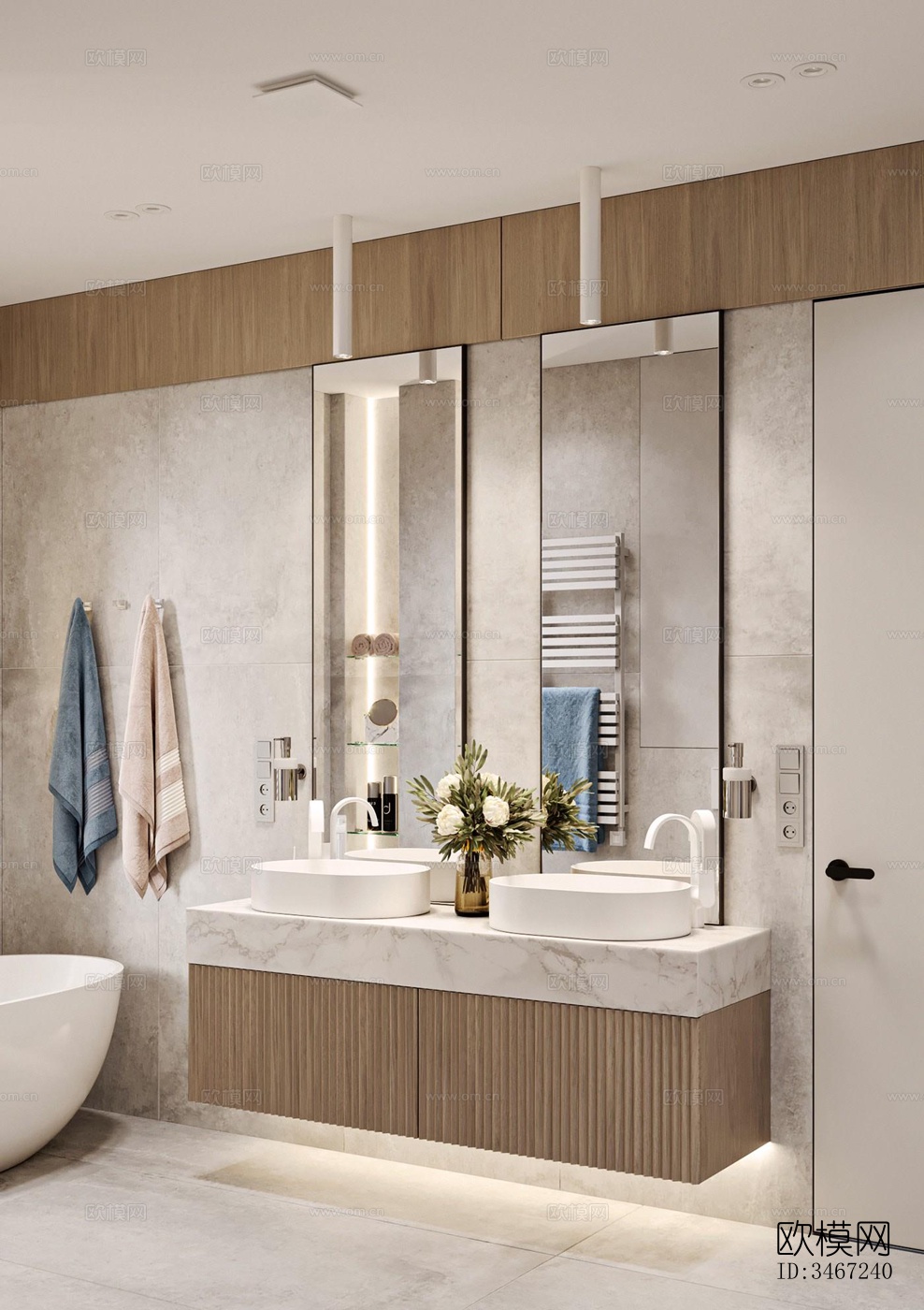 现代大平层效果图下载（渲染图3）