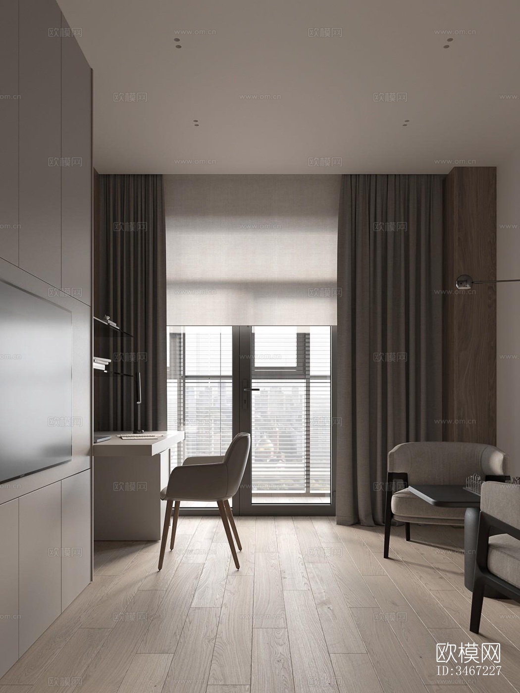 现代大平层效果图下载（渲染图9）