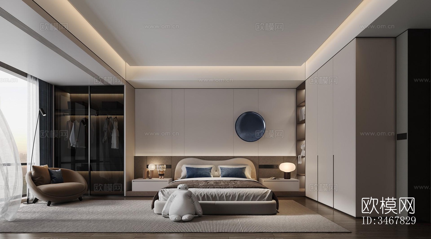 现代大平层效果图下载（渲染图3）