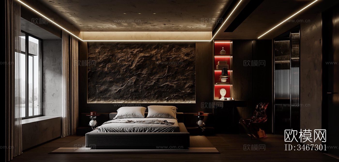 现代大平层效果图下载（渲染图10）