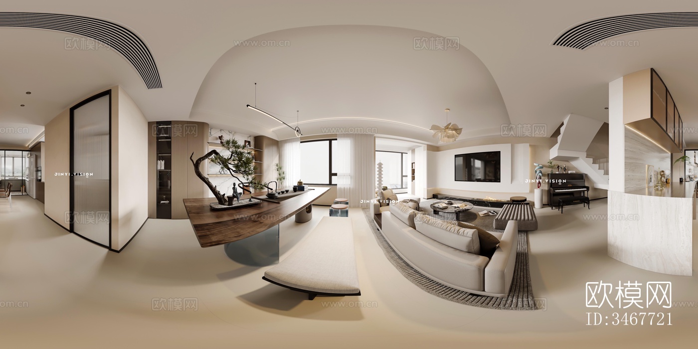 现代大平层效果图下载（渲染图4）