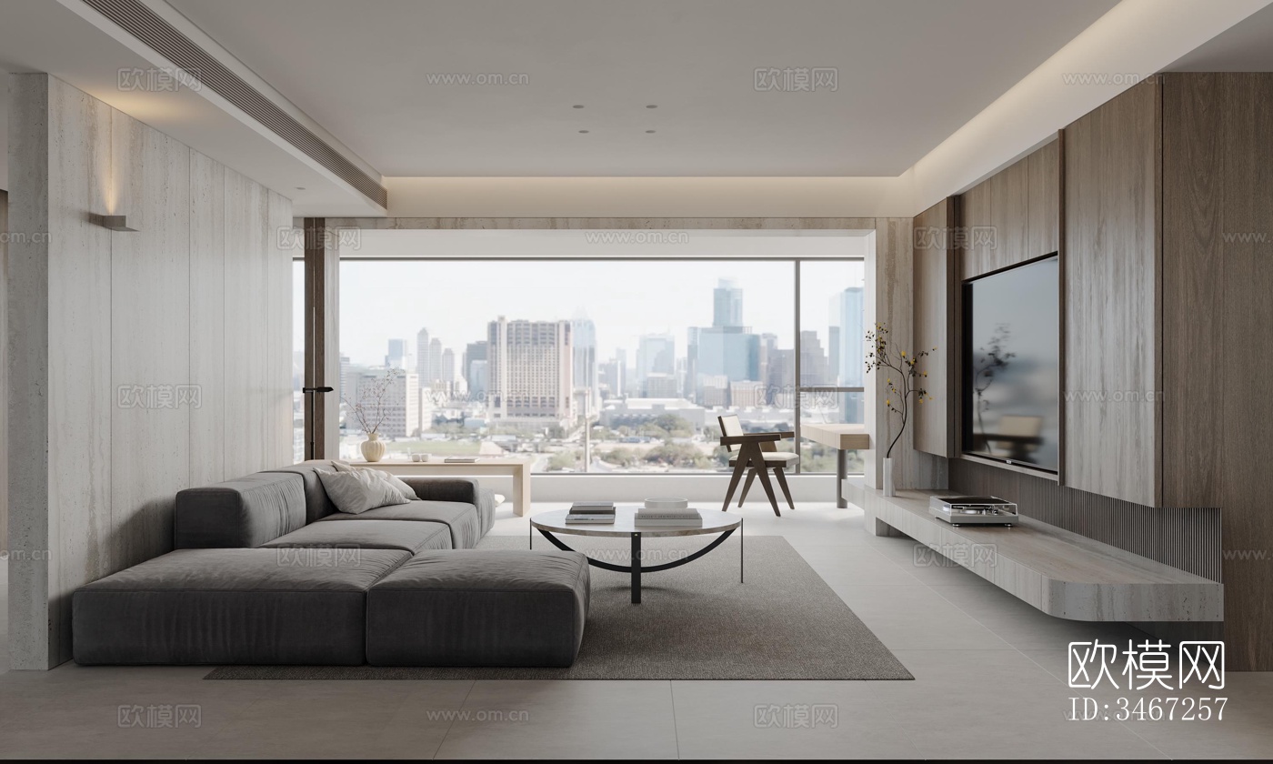 现代大平层效果图下载（渲染图6）