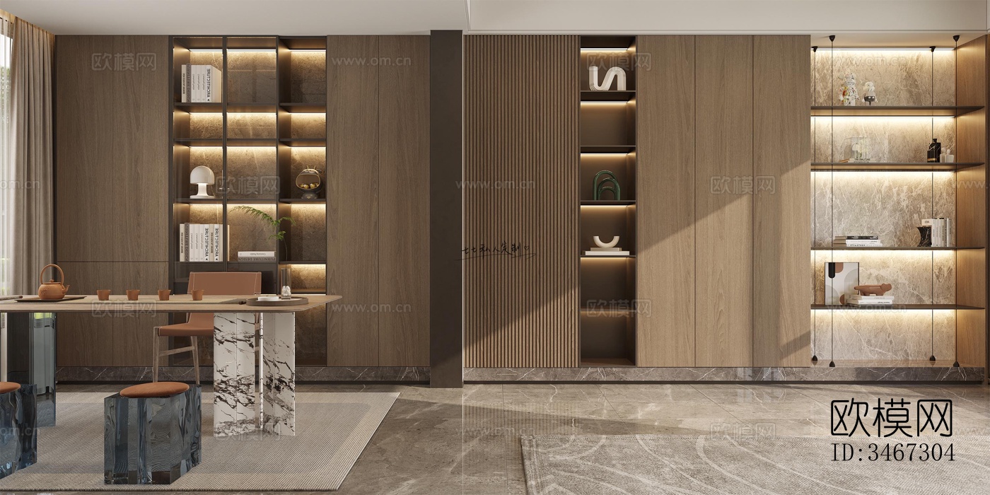 现代大平层效果图下载（渲染图5）