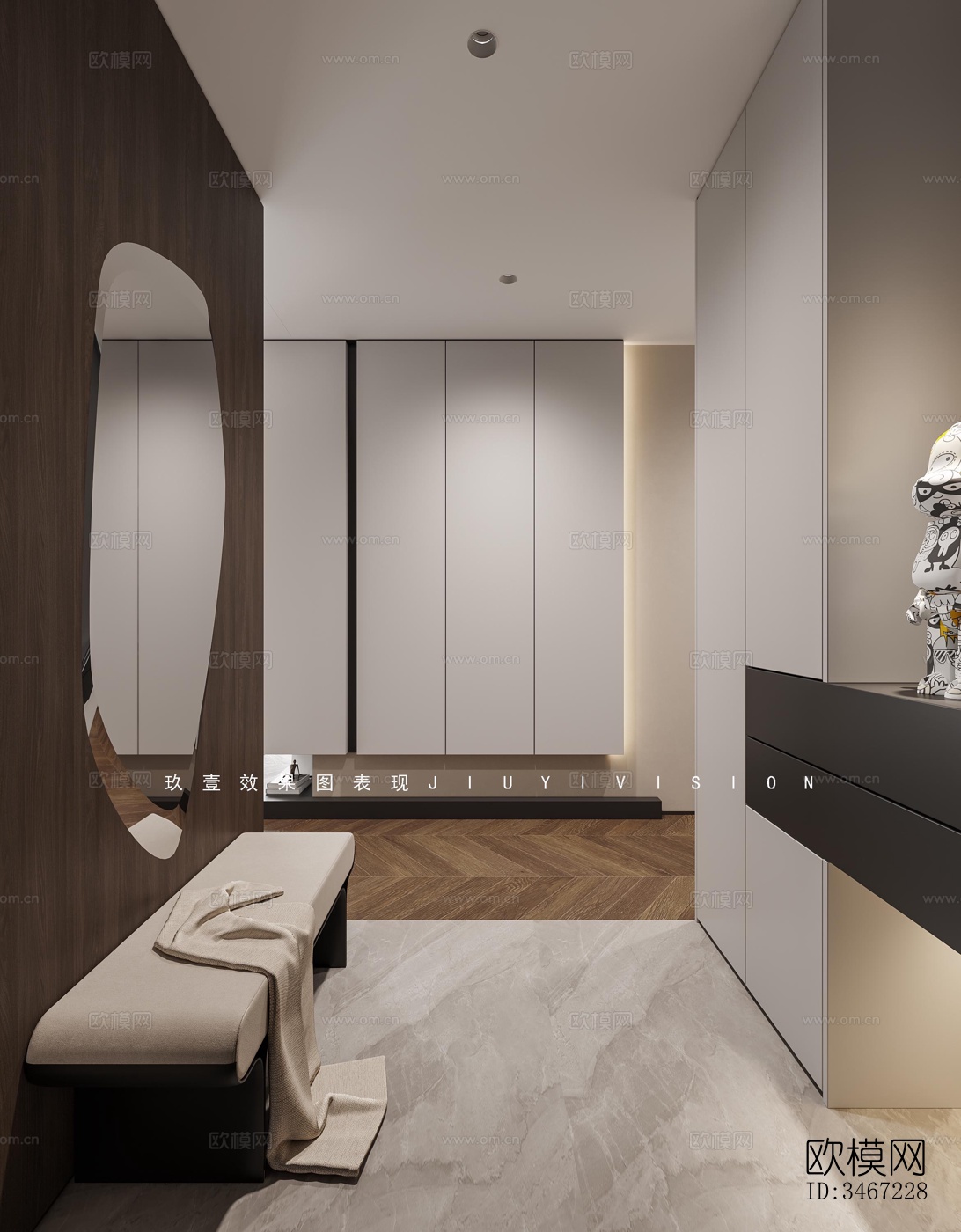 现代大平层效果图下载（渲染图9）