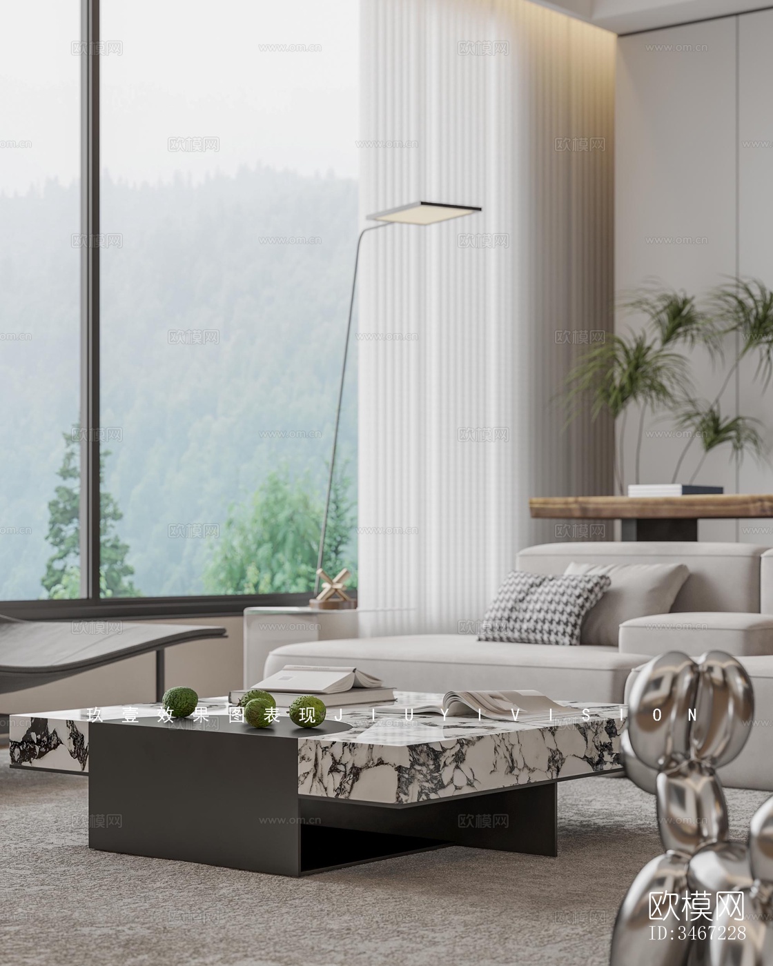 现代大平层效果图下载（渲染图3）