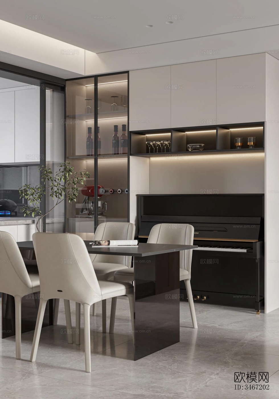 现代大平层效果图下载（渲染图9）