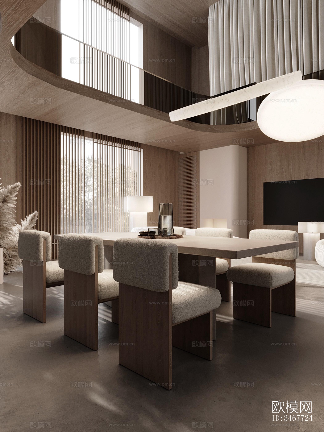 现代大平层效果图下载（渲染图9）