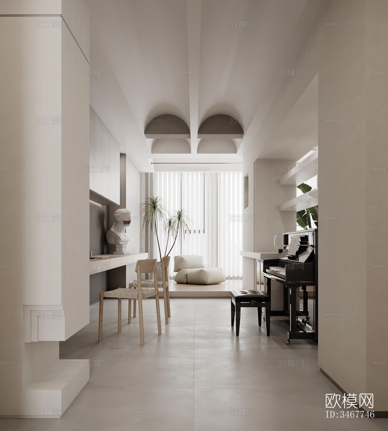 现代大平层效果图下载（渲染图14）