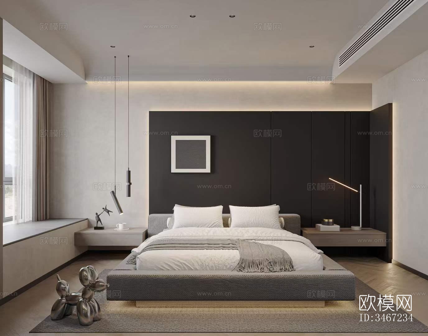 现代大平层效果图下载（渲染图8）