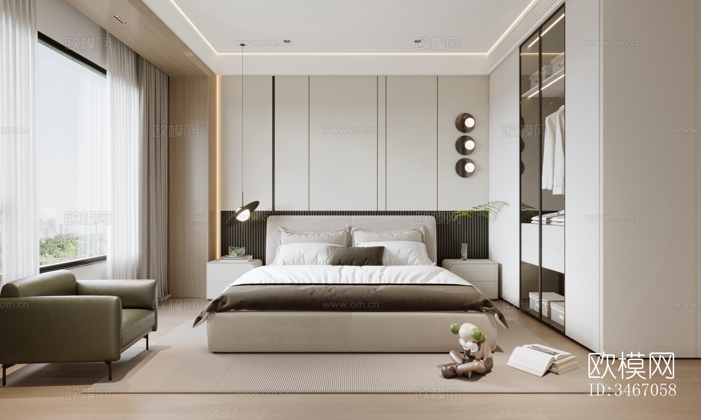 现代卧室效果图下载（渲染图5）