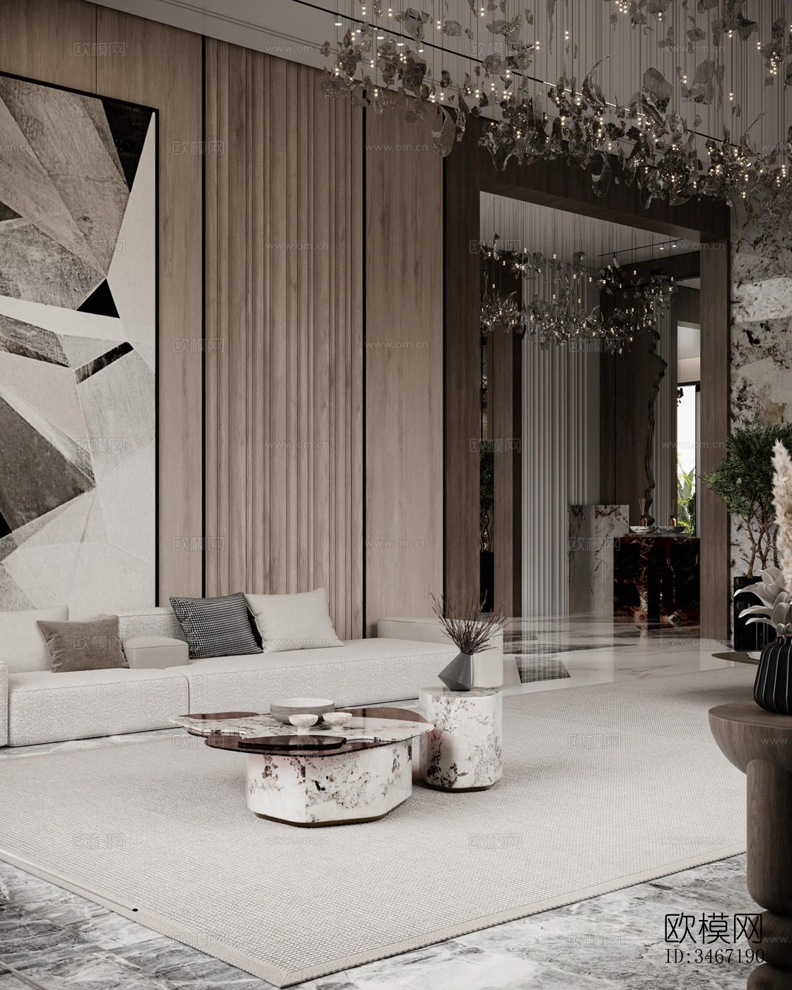 现代大平层效果图下载（渲染图17）