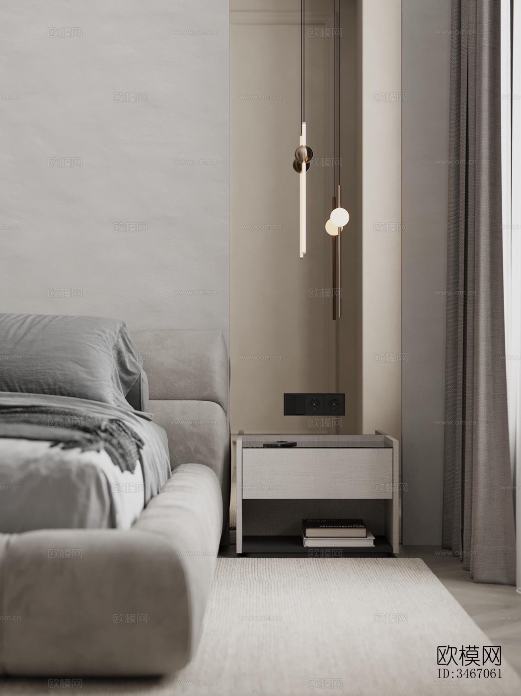 现代卧室效果图下载（渲染图5）