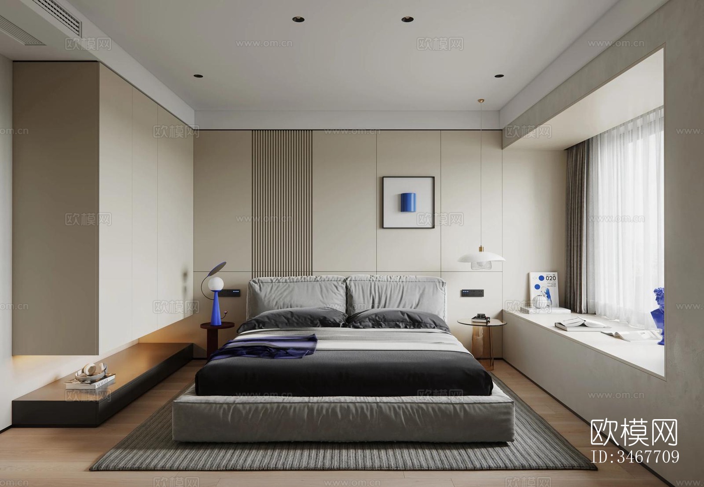 现代大平层效果图下载（渲染图9）