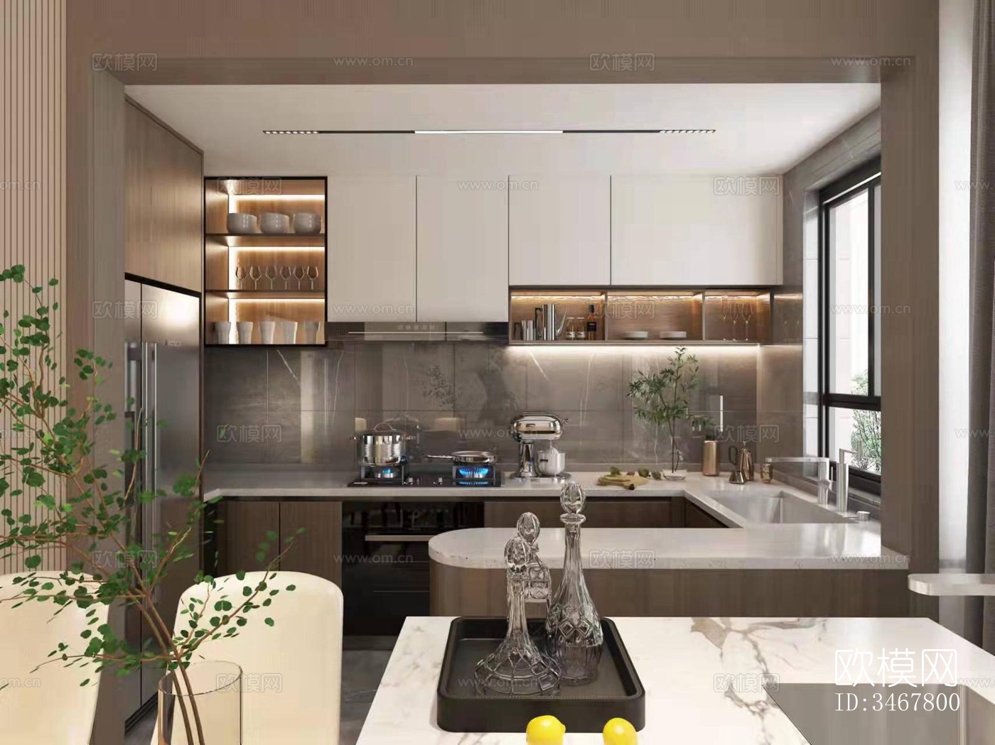 现代大平层效果图下载（渲染图8）