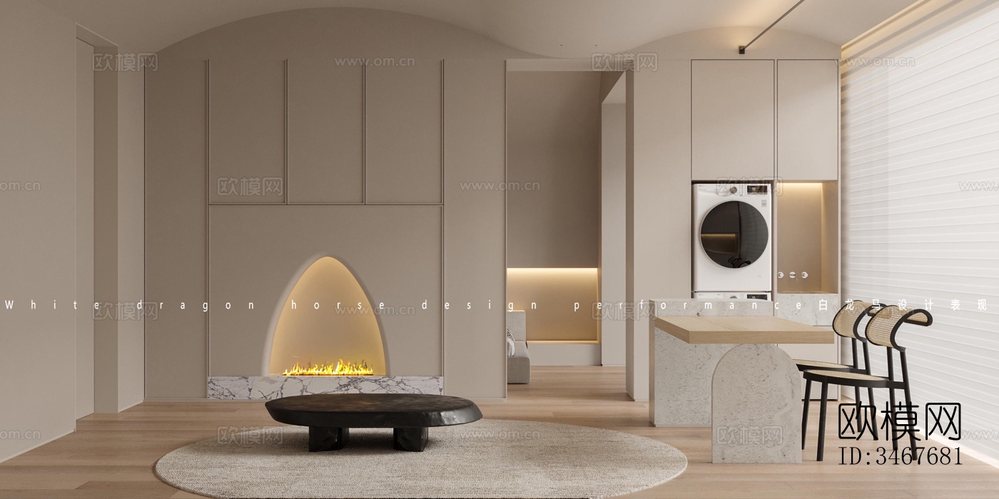 现代大平层效果图下载（渲染图9）