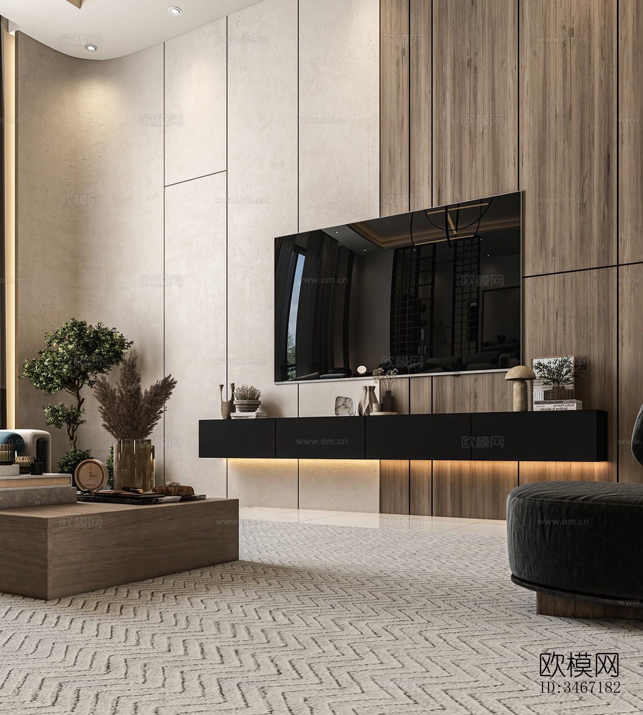 现代大平层效果图下载（渲染图20）