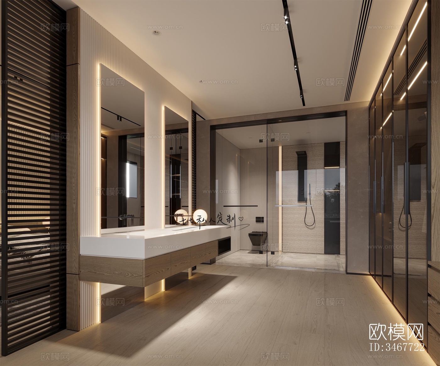 现代大平层效果图下载（渲染图7）