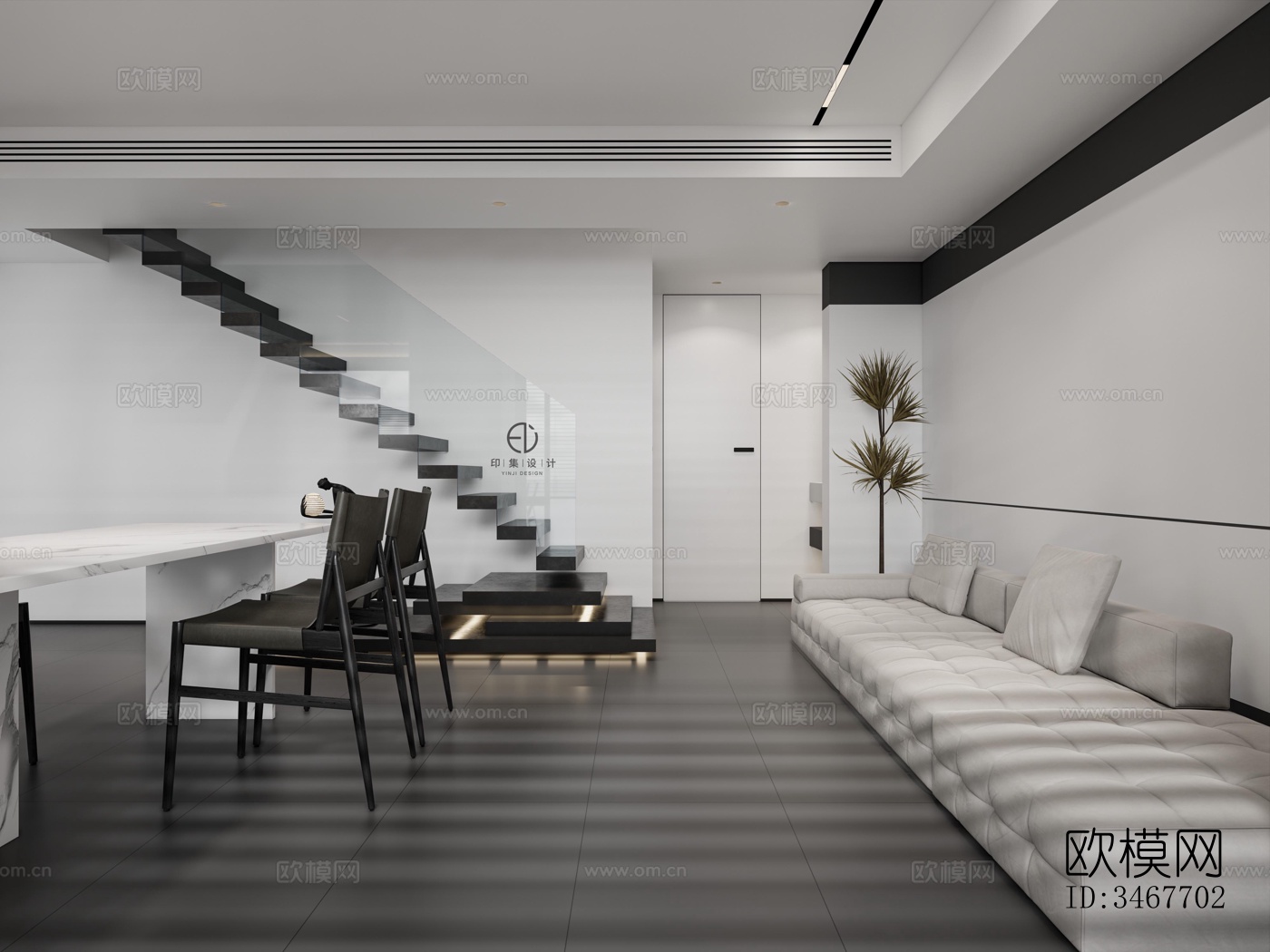 现代大平层效果图下载（渲染图15）