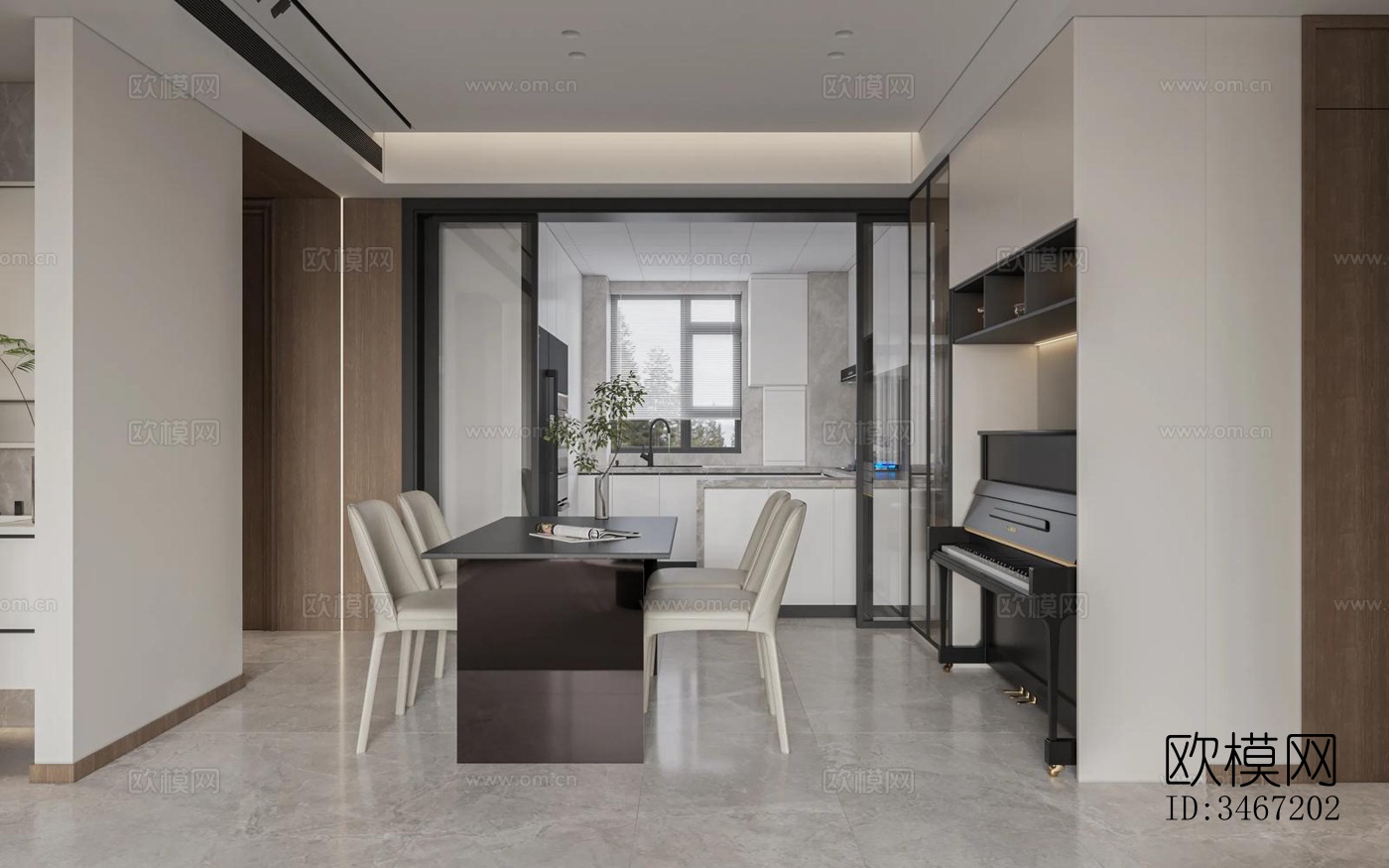 现代大平层效果图下载（渲染图5）